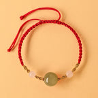 Fortune Jewel Hetian Jade Black Onyx Red Agate Bead Luck Braided Bracelet