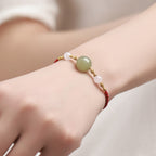 Fortune Jewel Hetian Jade Black Onyx Red Agate Bead Luck Braided Bracelet