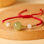 Fortune Jewel Hetian Jade Black Onyx Red Agate Bead Luck Braided Bracelet