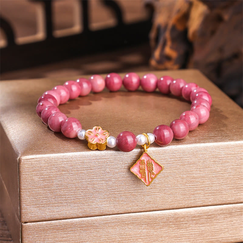 Fortune Jewel Rhodonite Peach Blossom Loving Energy Bracelet