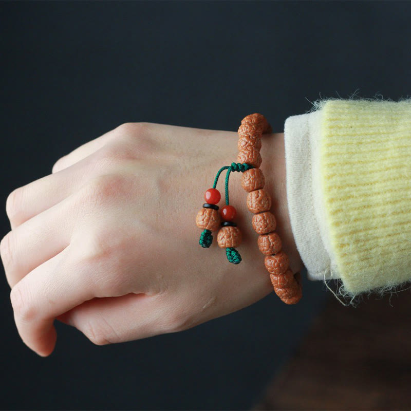 Fortune Jewel Tibetan Rudraksha Bodhi Seed Agate Wealth Bracelet