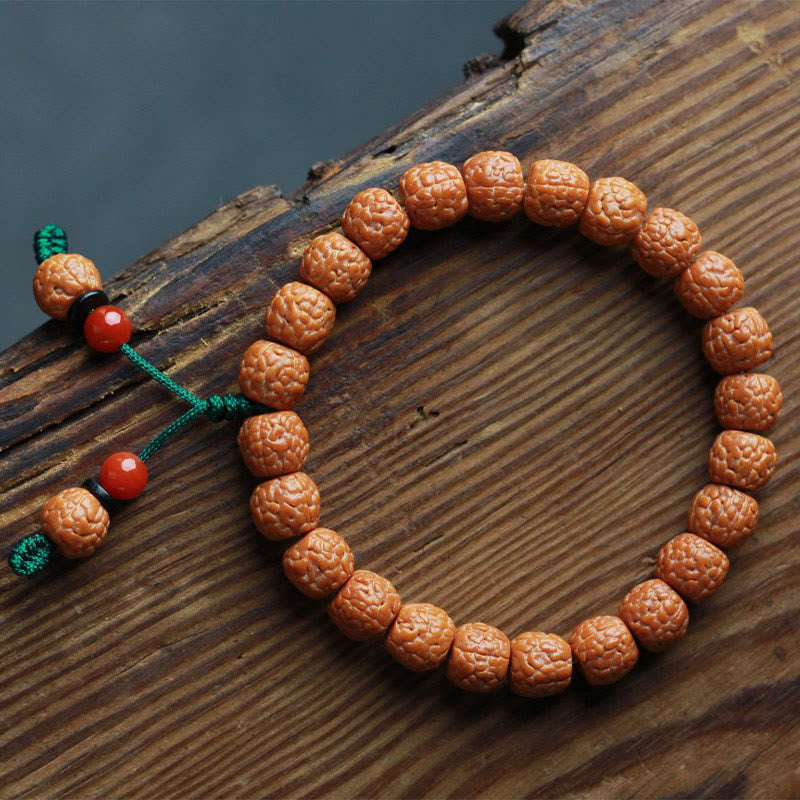 Fortune Jewel Tibetan Rudraksha Bodhi Seed Agate Wealth Bracelet