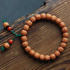 Fortune Jewel Tibetan Rudraksha Bodhi Seed Agate Wealth Bracelet
