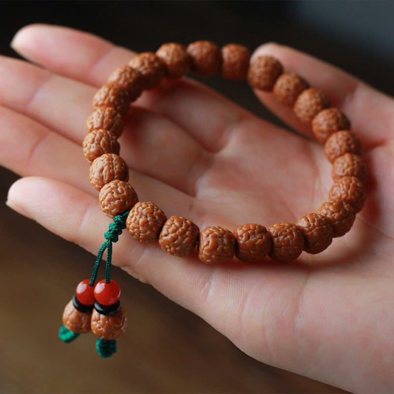Fortune Jewel Tibetan Rudraksha Bodhi Seed Agate Wealth Bracelet