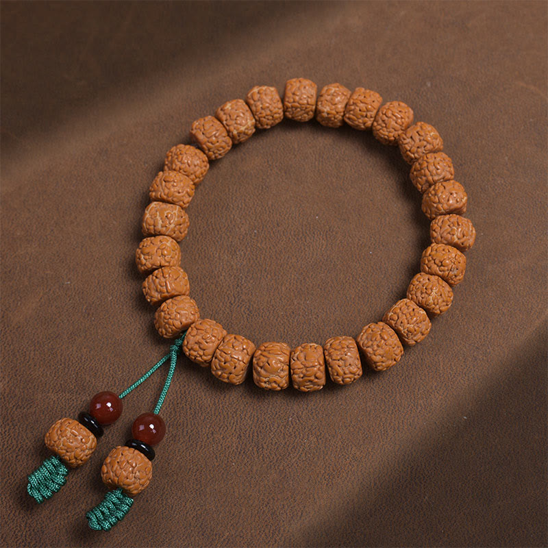 Fortune Jewel Tibetan Rudraksha Bodhi Seed Agate Wealth Bracelet