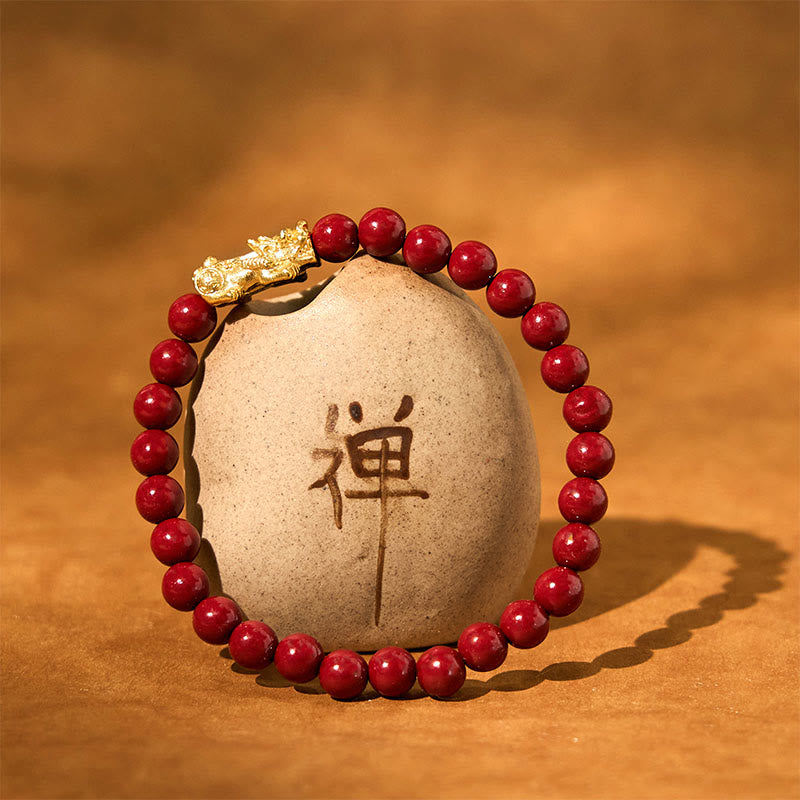 Fortune Jewel Natural Cinnabar Beads Pixiu Blessing Bracelet