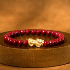 Fortune Jewel Natural Cinnabar Beads Pixiu Blessing Bracelet