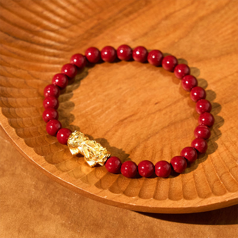 Fortune Jewel Natural Cinnabar Beads Pixiu Blessing Bracelet