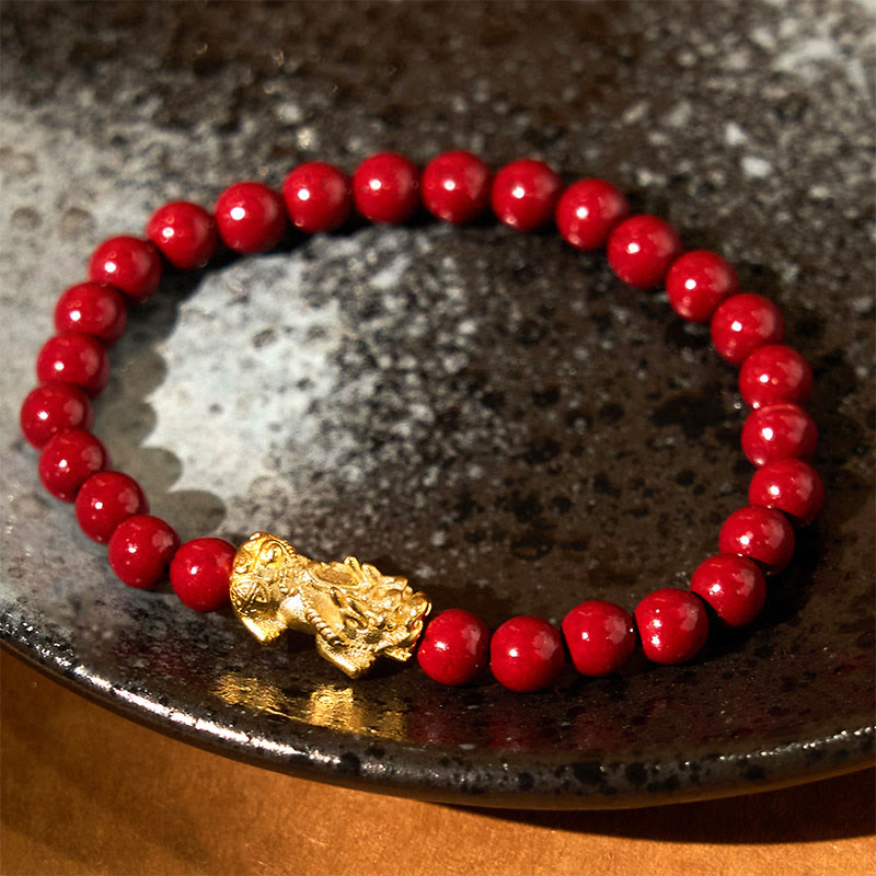 Fortune Jewel Natural Cinnabar Beads Pixiu Blessing Bracelet