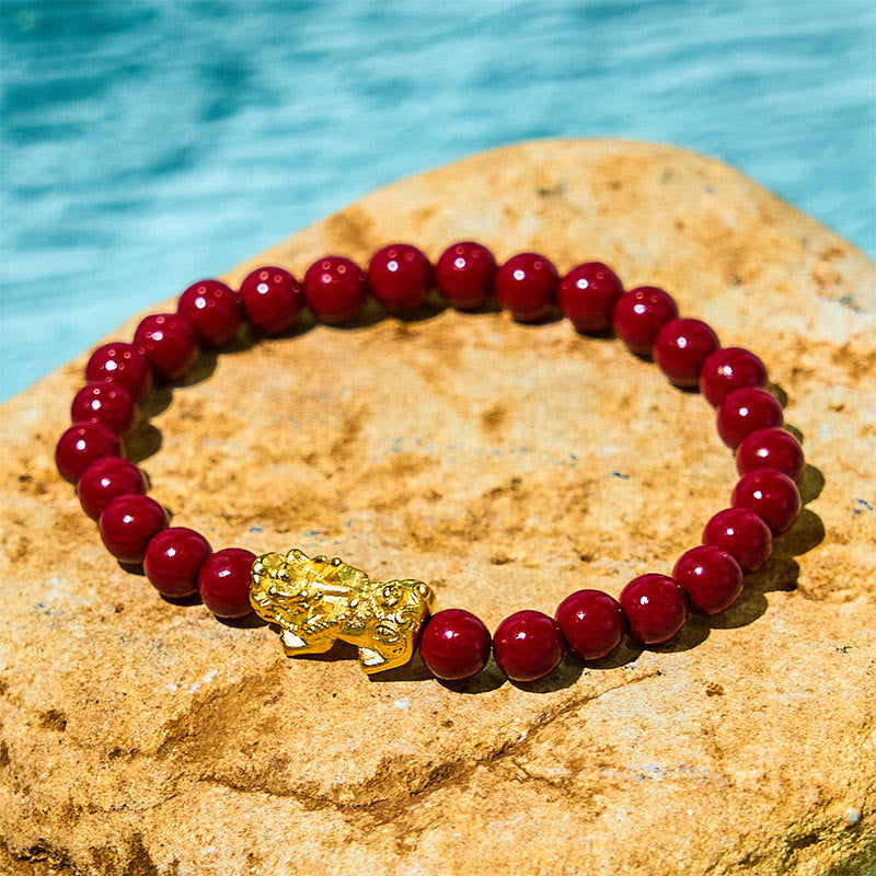 Fortune Jewel Natural Cinnabar Beads Pixiu Blessing Bracelet