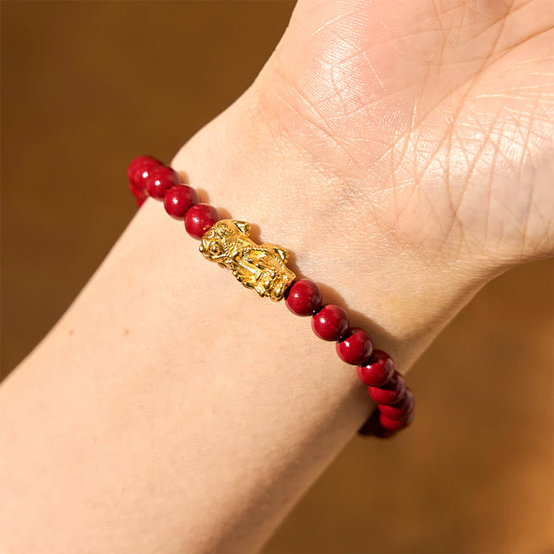 Natural Cinnabar Beads Pixiu Wealth Bracelet