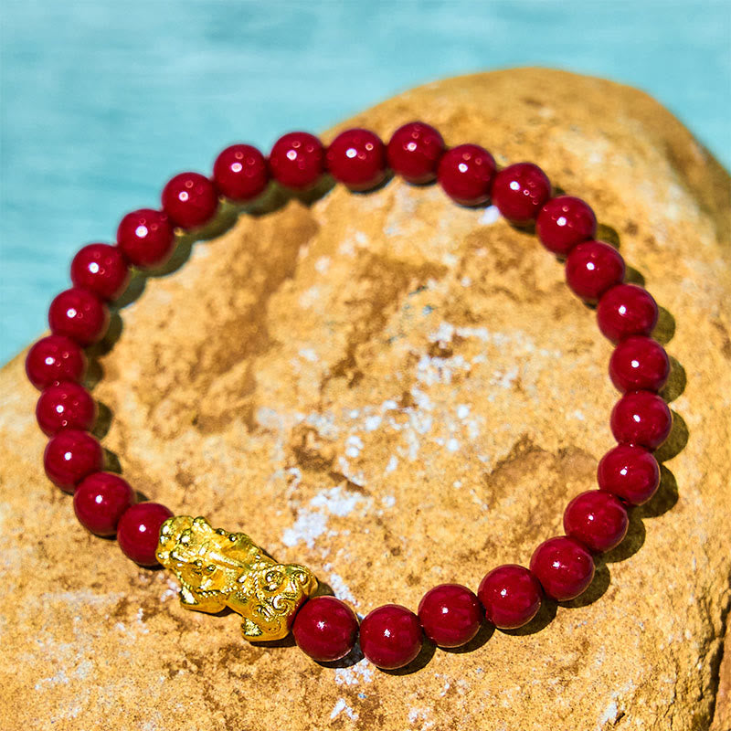 Fortune Jewel Natural Cinnabar Beads Pixiu Blessing Bracelet