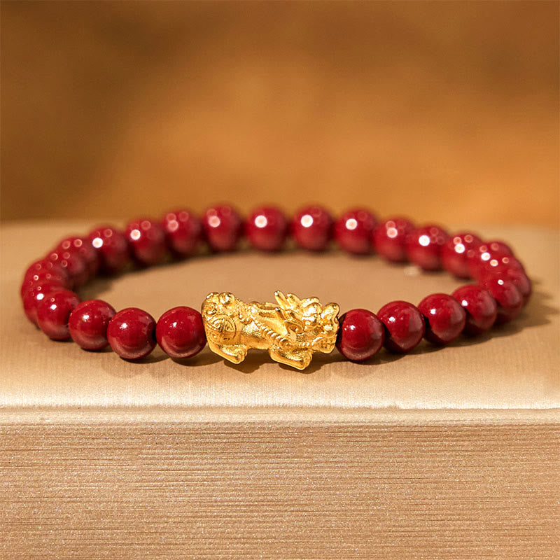 Fortune Jewel Natural Cinnabar Beads Pixiu Blessing Bracelet