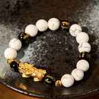 Fortune Jewel Vintage White Turquoise Black Onyx Pixiu Beads Blessing Bracelet