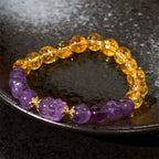 Fortune Jewel Citrine Amethyst Pixiu Prosperity Bracelet