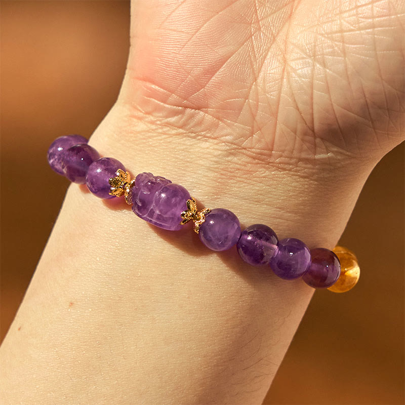 Fortune Jewel Citrine Amethyst Pixiu Prosperity Bracelet