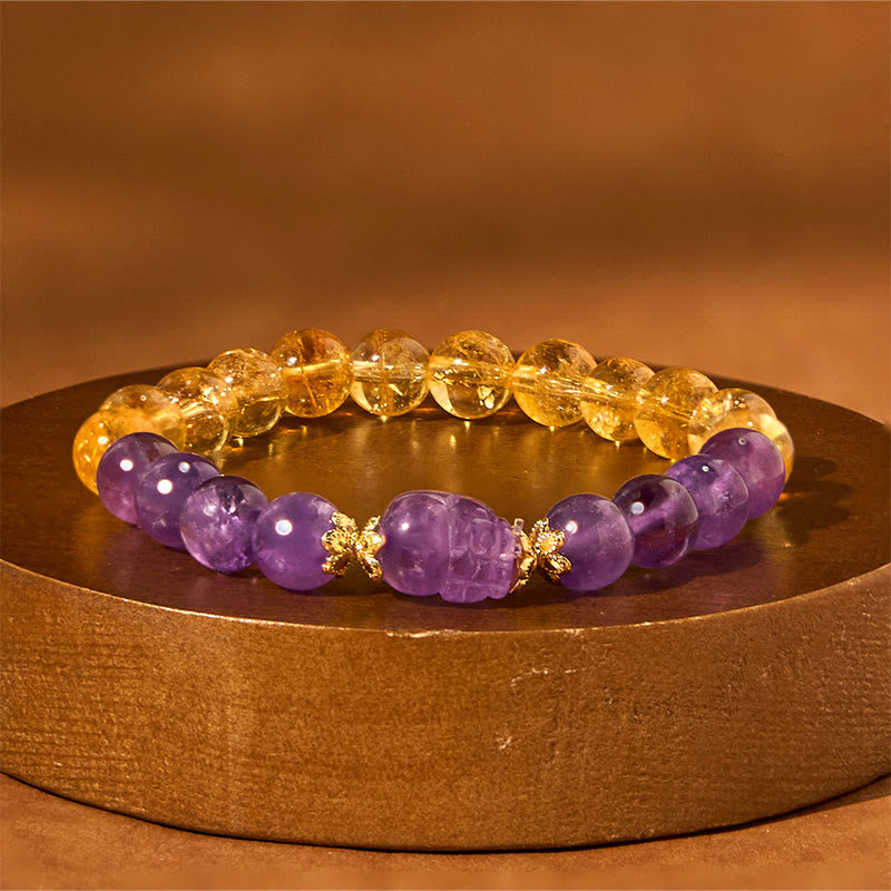 Fortune Jewel Citrine Amethyst Pixiu Prosperity Bracelet