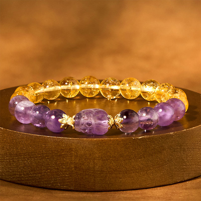Fortune Jewel Citrine Amethyst Pixiu Prosperity Bracelet