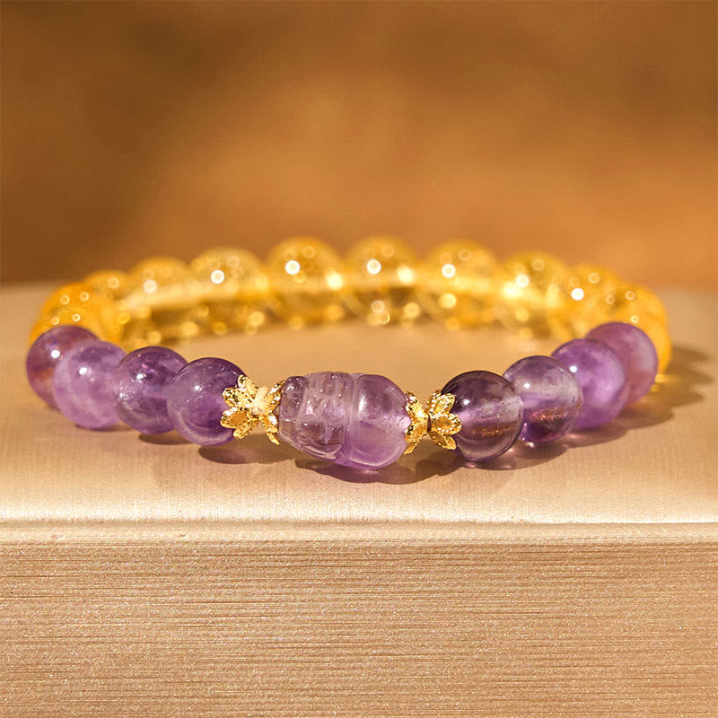 Fortune Jewel Citrine Amethyst Pixiu Prosperity Bracelet