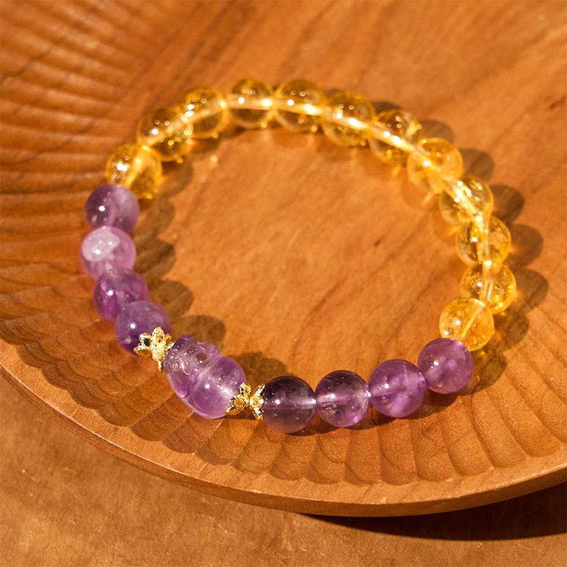 Fortune Jewel Citrine Amethyst Pixiu Prosperity Bracelet