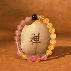 Fortune Jewel Strawberry Quartz Pixiu Rutilated Quartz Beads Healing Bracelet