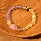 Fortune Jewel Strawberry Quartz Pixiu Rutilated Quartz Beads Healing Bracelet
