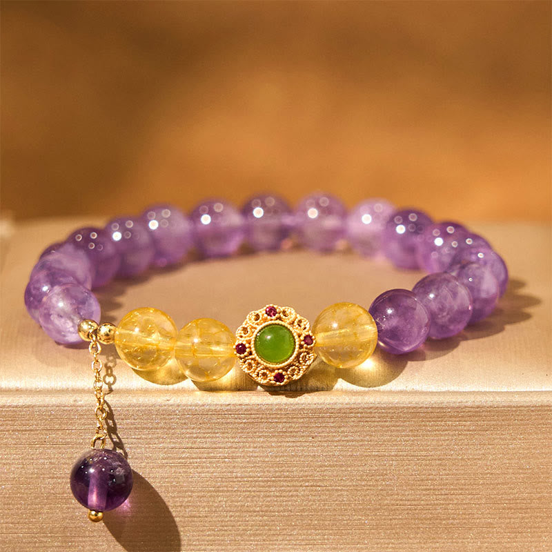 Fortune Jewel Natural Amethyst Meditation Balance Bracelet