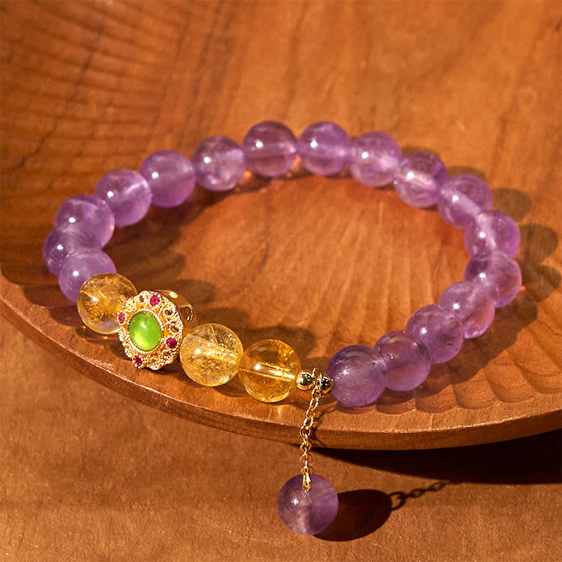 Fortune Jewel Natural Amethyst Meditation Balance Bracelet