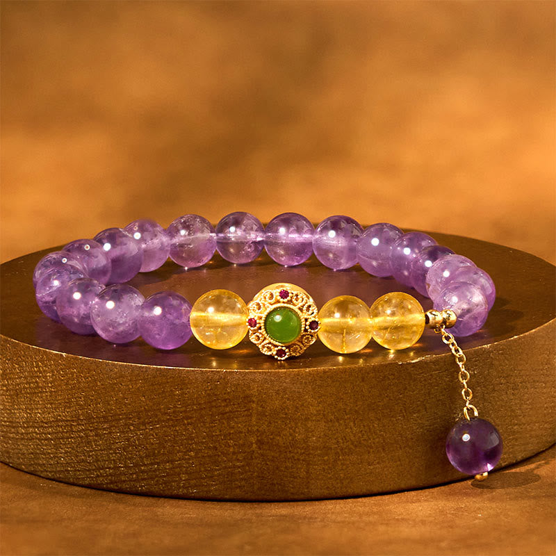 Fortune Jewel Natural Amethyst Meditation Balance Bracelet