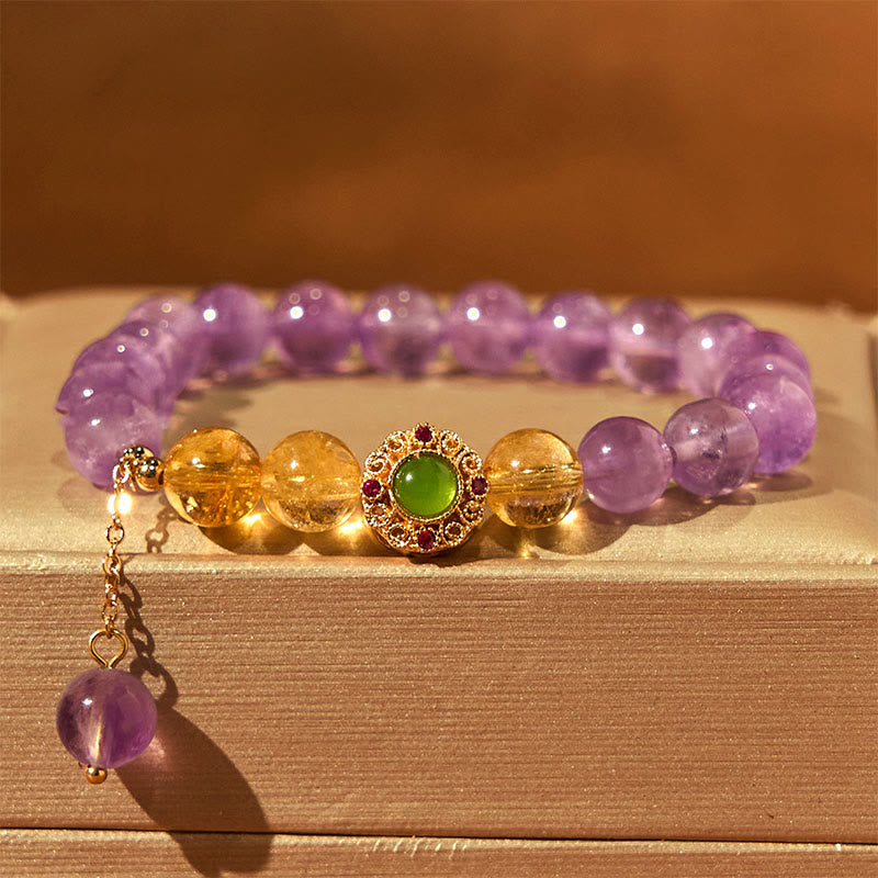 Fortune Jewel Natural Amethyst Meditation Balance Bracelet