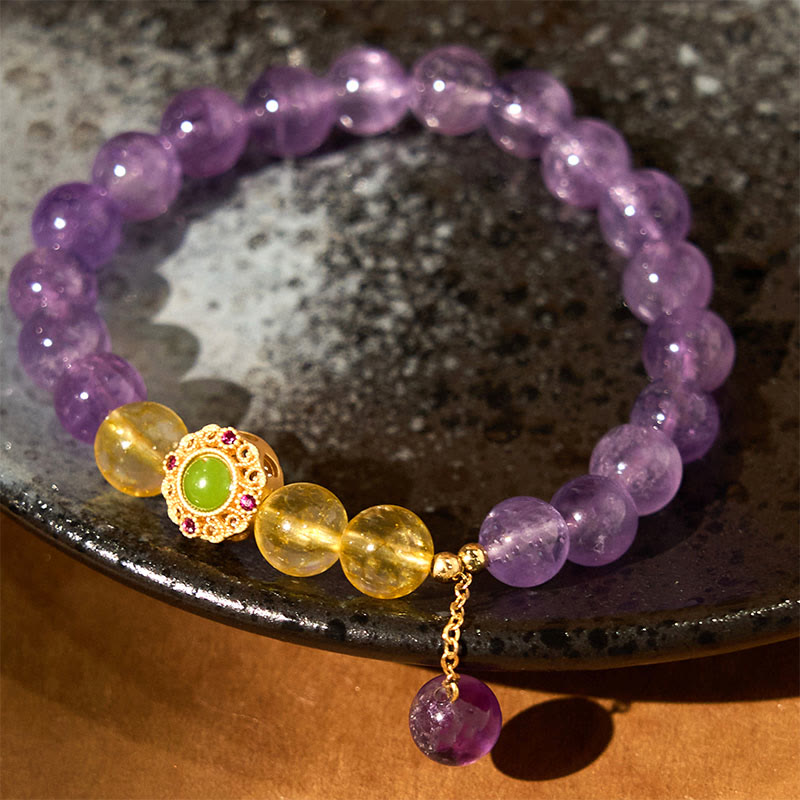 Fortune Jewel Natural Amethyst Meditation Balance Bracelet