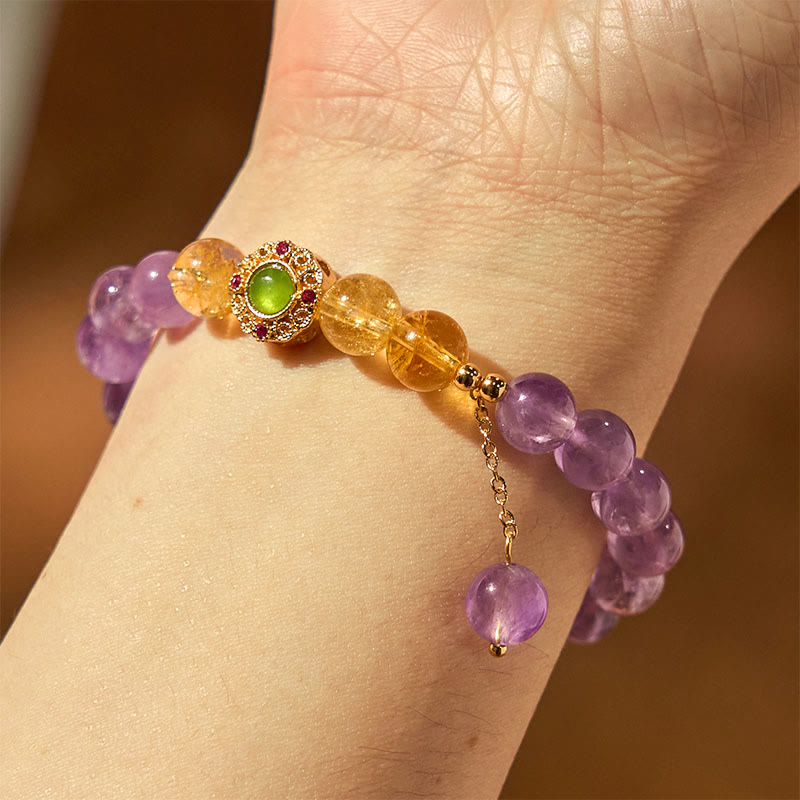 Fortune Jewel Natural Amethyst Meditation Balance Bracelet