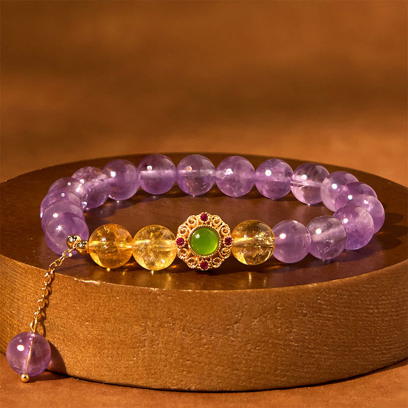 Fortune Jewel Natural Amethyst Meditation Balance Bracelet