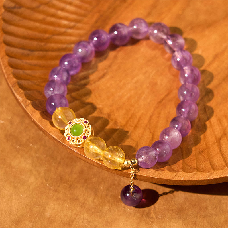 Fortune Jewel Natural Amethyst Meditation Balance Bracelet