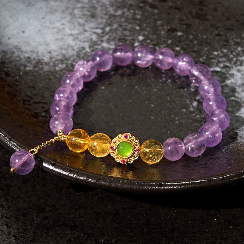 Fortune Jewel Natural Amethyst Meditation Balance Bracelet