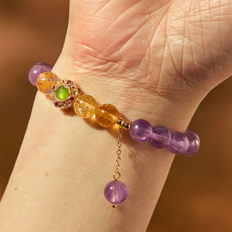 Fortune Jewel Natural Amethyst Meditation Balance Bracelet