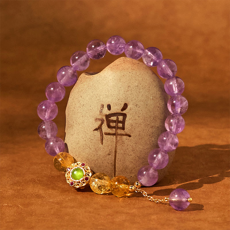 Fortune Jewel Natural Amethyst Meditation Balance Bracelet
