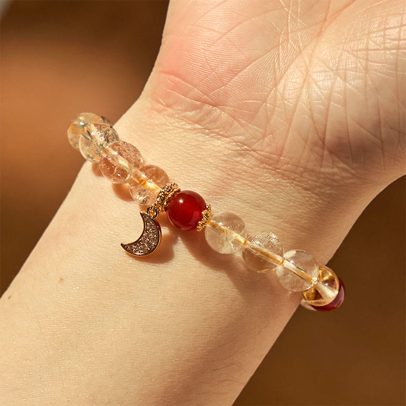 Fortune Jewel Citrine Red Agate Moon Prosperity Bracelet