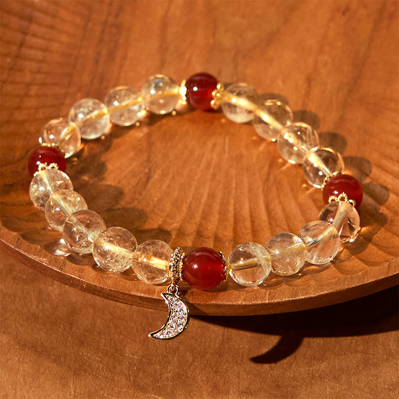 Fortune Jewel Citrine Red Agate Moon Prosperity Bracelet
