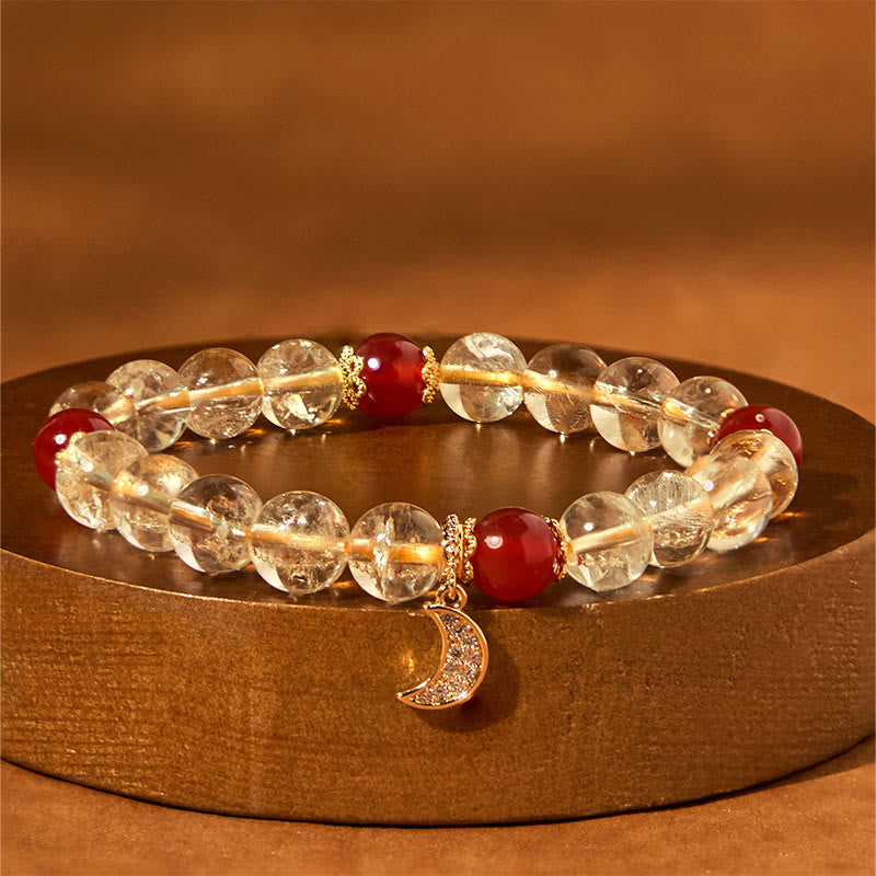 Fortune Jewel Citrine Red Agate Moon Prosperity Bracelet