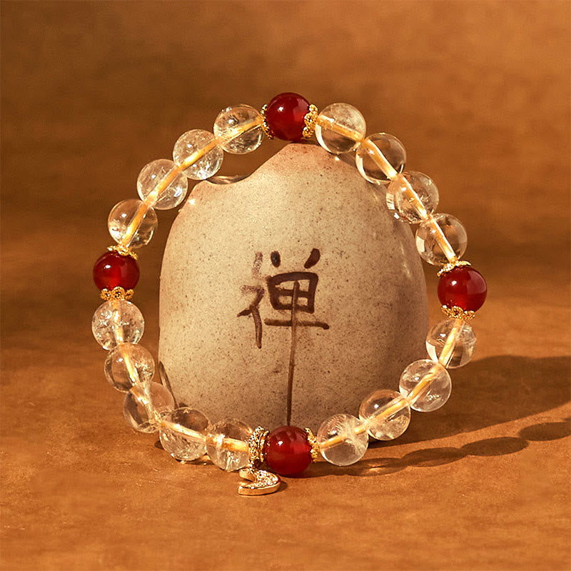 Fortune Jewel Citrine Red Agate Moon Prosperity Bracelet