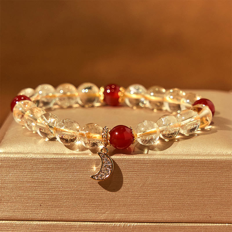Fortune Jewel Citrine Red Agate Moon Prosperity Bracelet