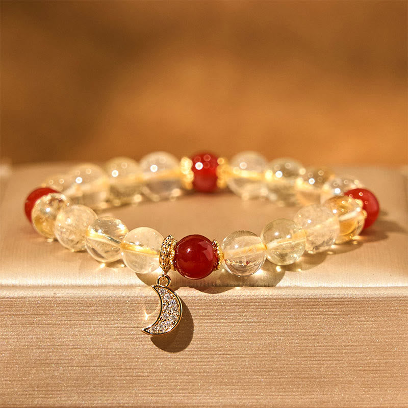 Fortune Jewel Citrine Red Agate Moon Prosperity Bracelet