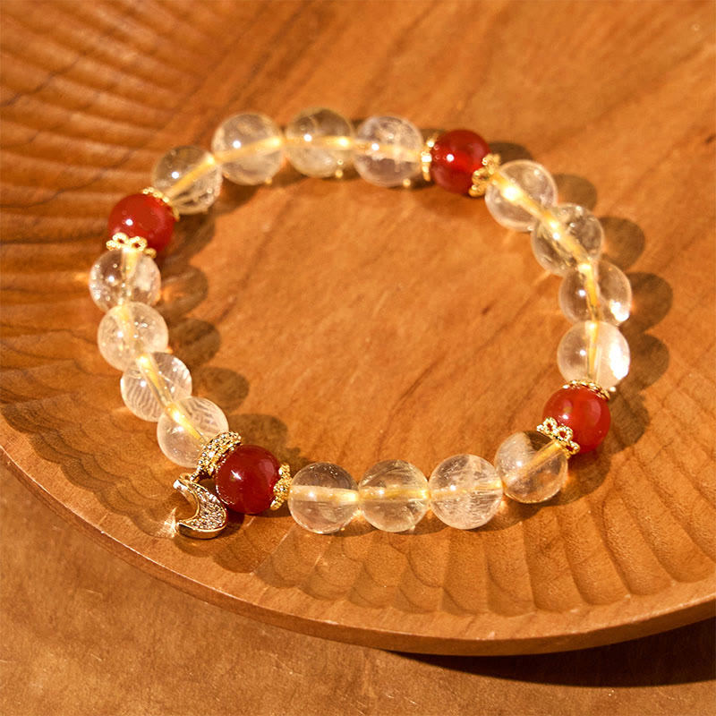 Fortune Jewel Citrine Red Agate Moon Prosperity Bracelet