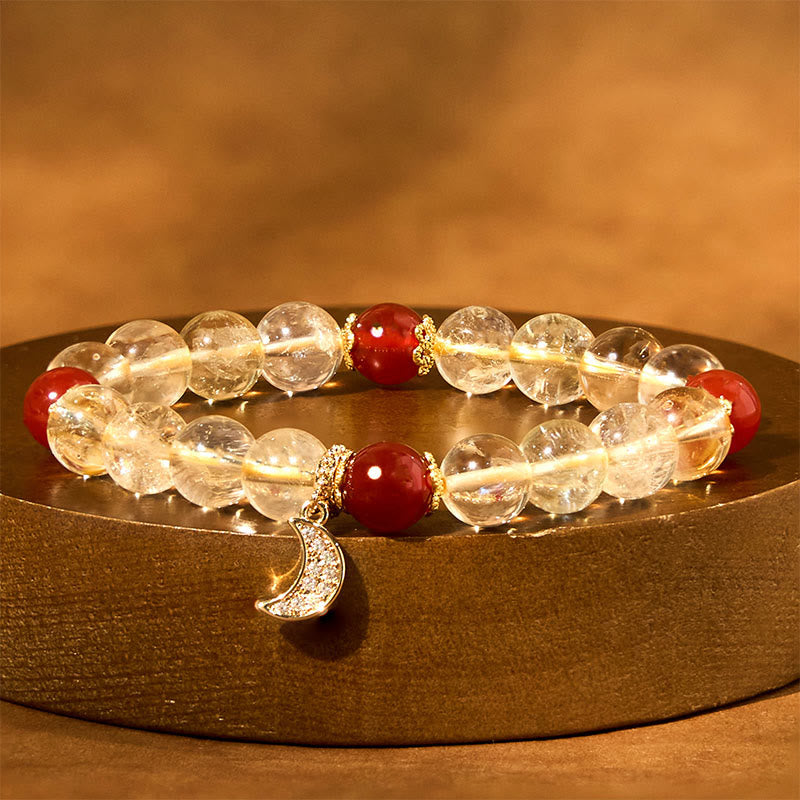 Fortune Jewel Citrine Red Agate Moon Prosperity Bracelet