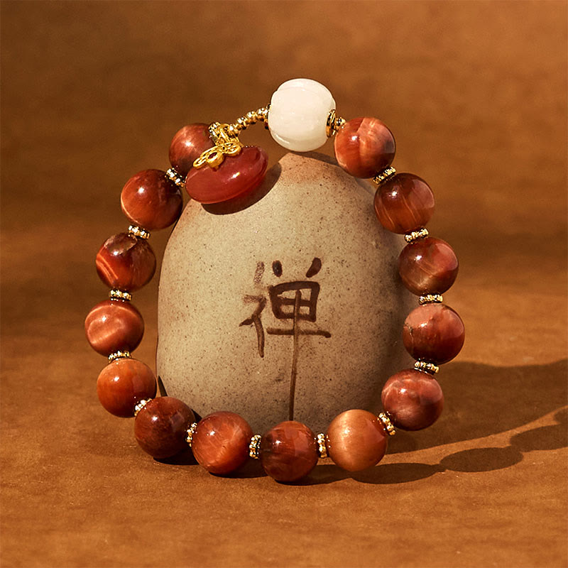Fortune Jewel Natural Red Tiger Eye Pumpkin Calm Bracelet