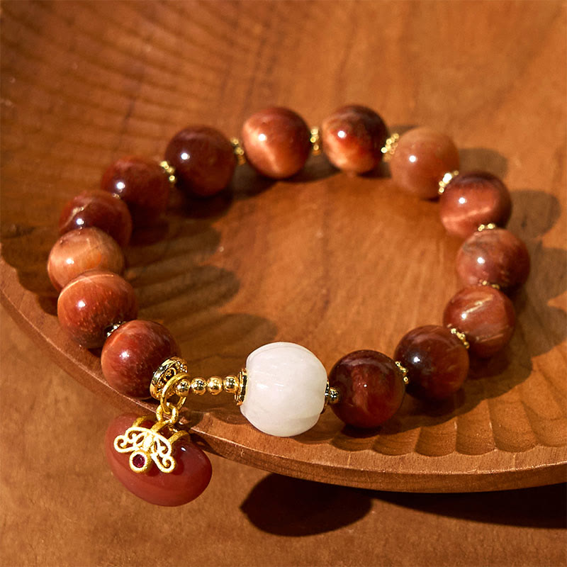 Fortune Jewel Natural Red Tiger Eye Pumpkin Calm Bracelet