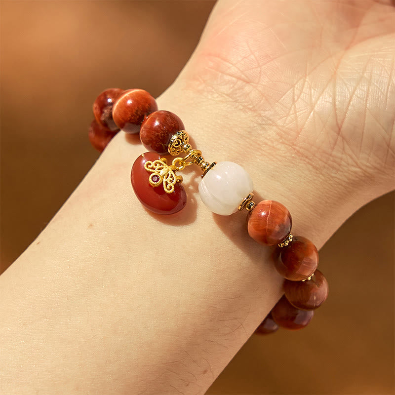 Fortune Jewel Natural Red Tiger Eye Pumpkin Calm Bracelet