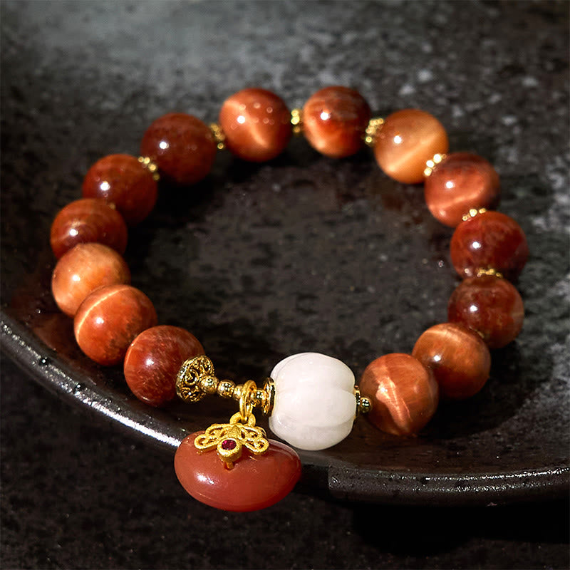 Fortune Jewel Natural Red Tiger Eye Pumpkin Calm Bracelet