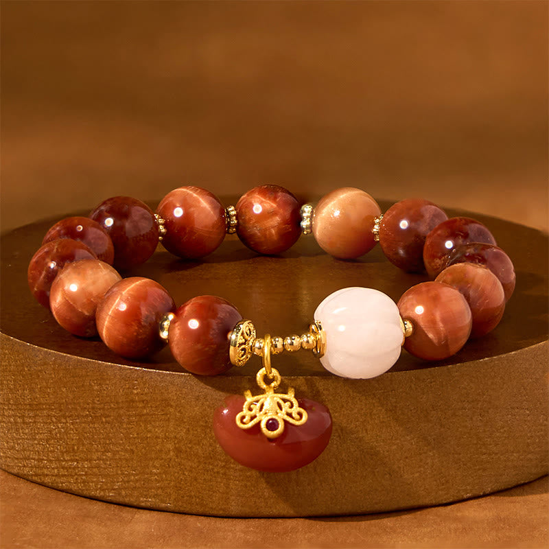 Fortune Jewel Natural Red Tiger Eye Pumpkin Calm Bracelet